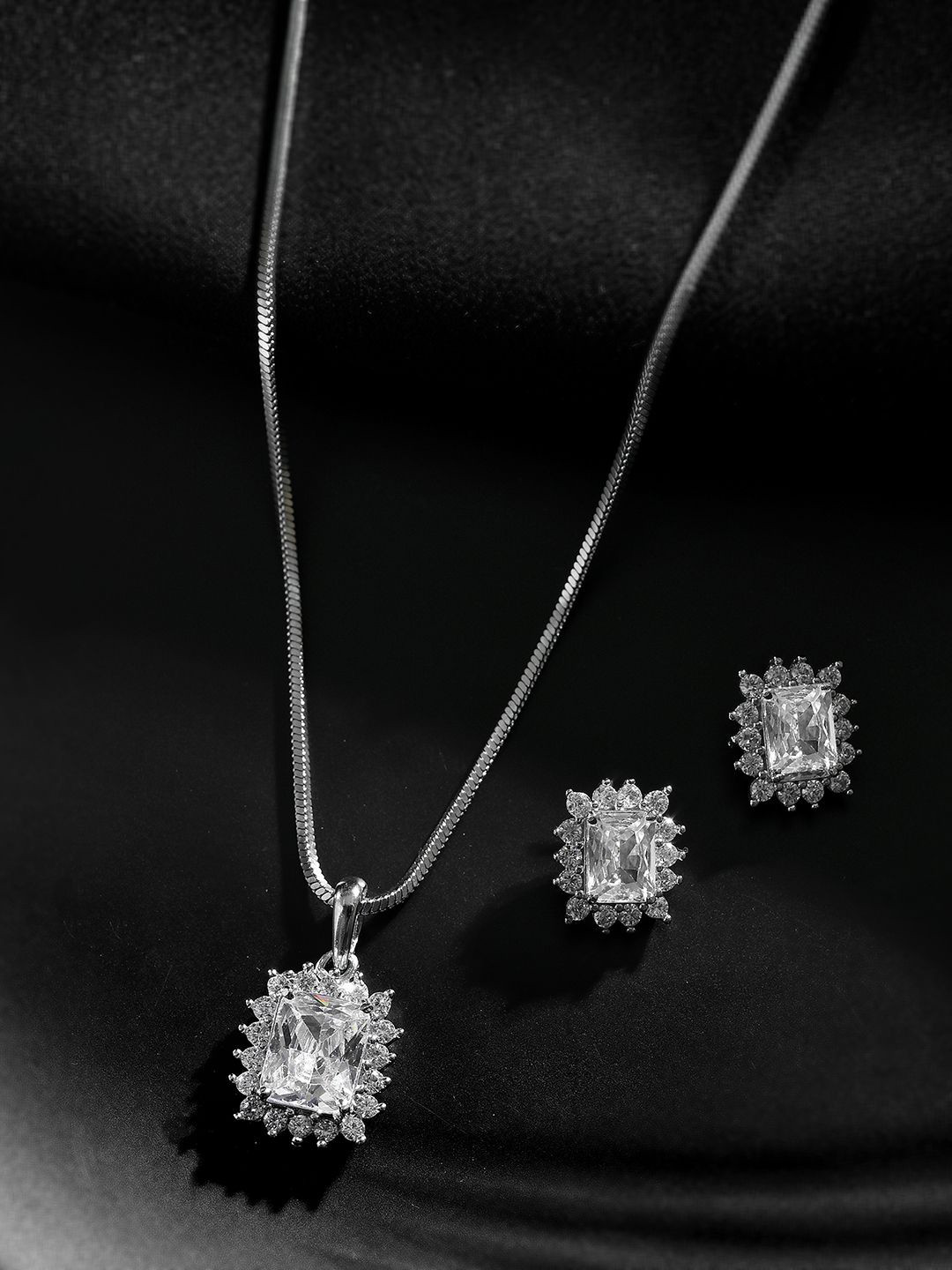 Sparkling Elegance Celestial Crystal American Diamond Pendant Set