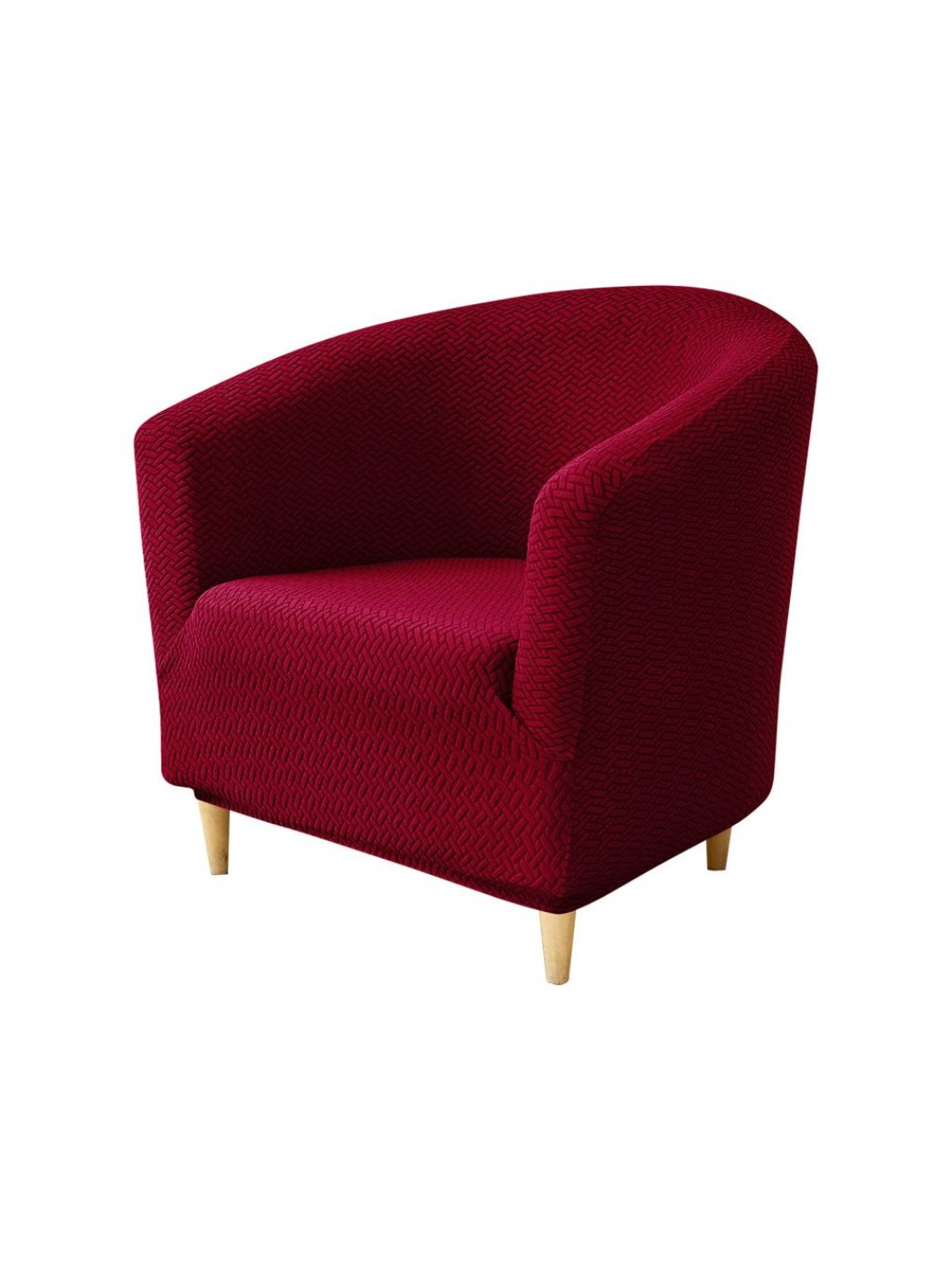 HOKIPO Burgundy Premium Jacquard Stretchable Tub Chair Cover Slipcover