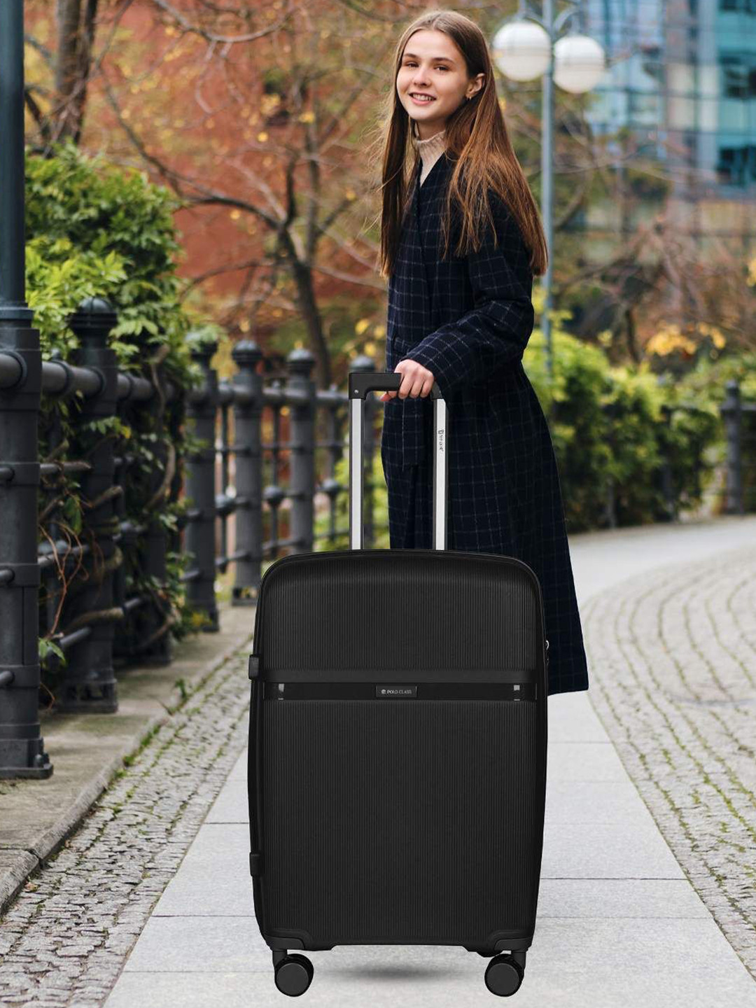 Polo Class Textured Hard-Sided Large Trolley  Bag With Vanity