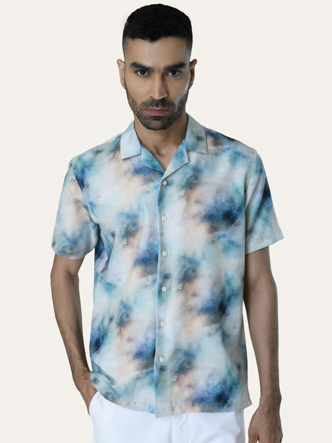 PERCH Men Printed Rayon Shirt