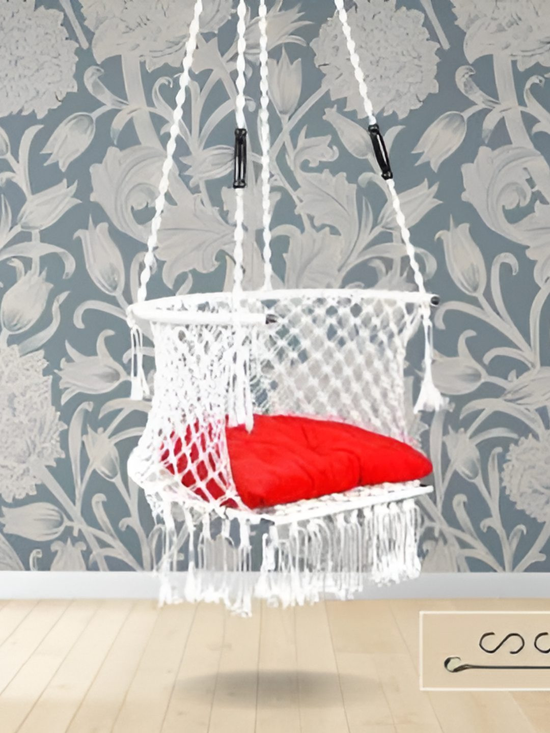 Swingzy Premium Red & White C-Shaped Hanging Hammock Swing