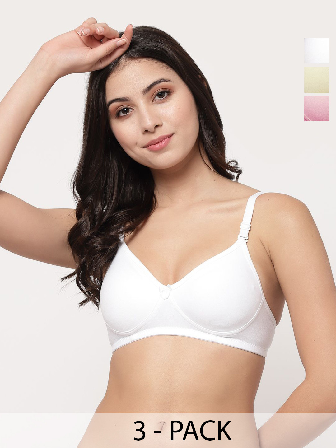 College Girl cg1301 Women Pack Of 3 Seamless Non Padded  Full Coverage Bra