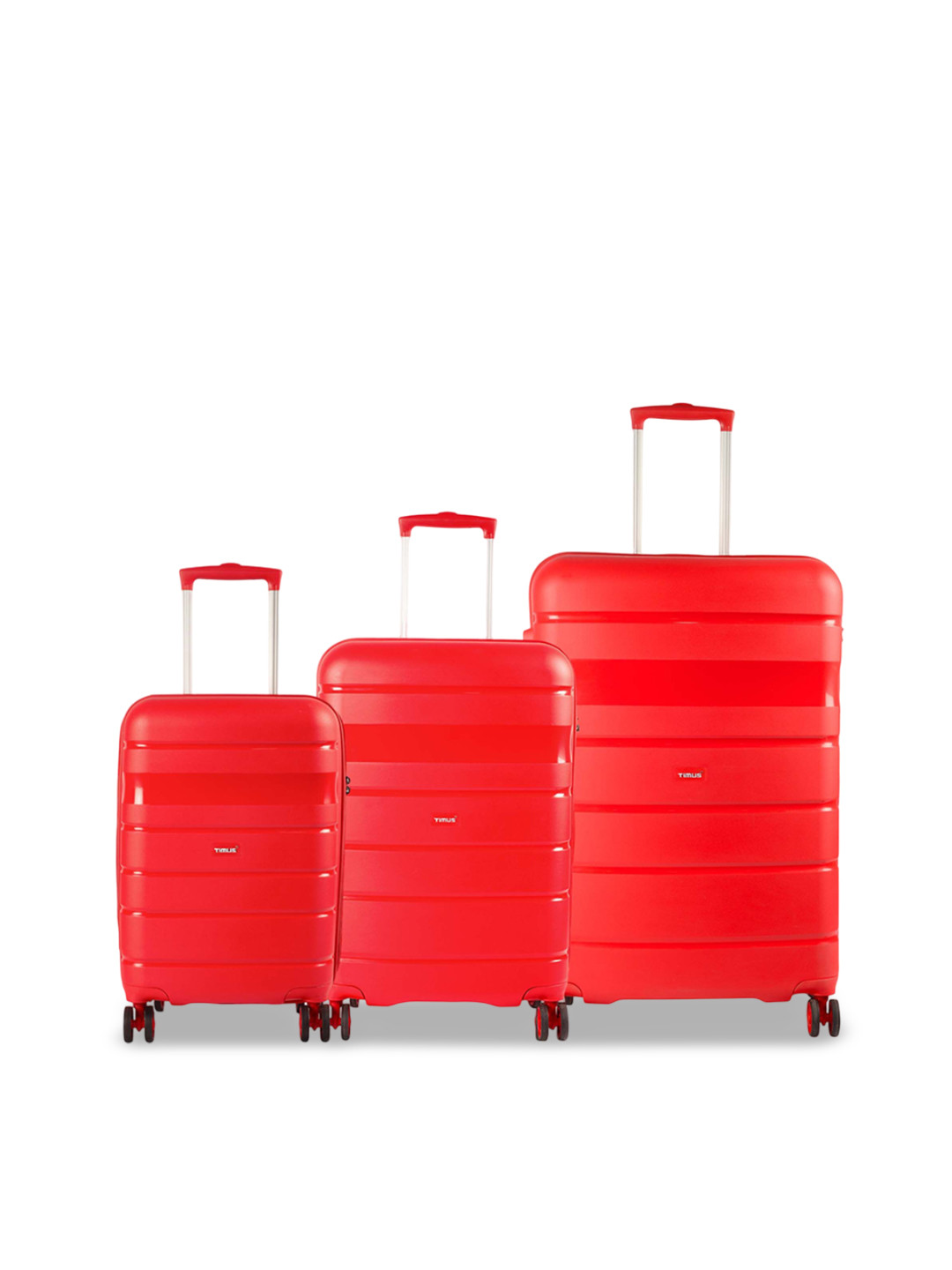 Timus Hard Luggage Set Of 3 Textured Hard-Sided Trolley Bags
