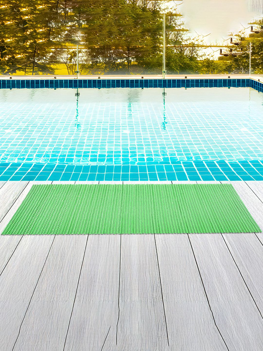 Kuber Industries Green Textured 110 GSM Anti-Slip Long Lasting Bath Rug