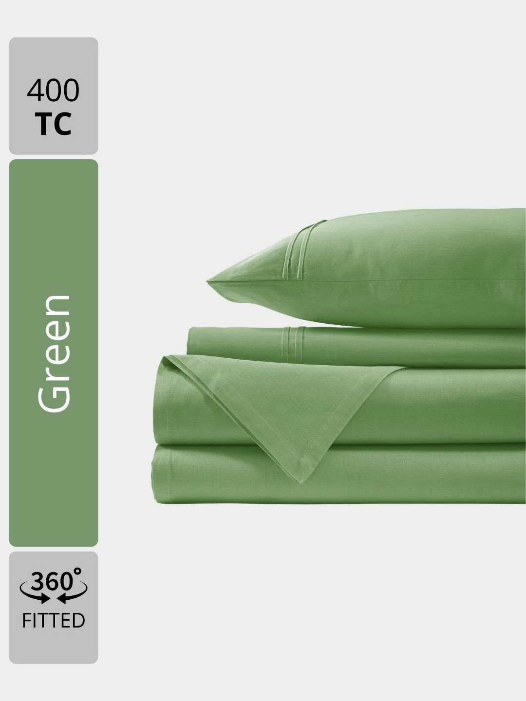 Aurave Green Egyptian Cotton 400 TC Queen Superfine Bedsheet with 2 Pillow Covers-60 x 78 inches