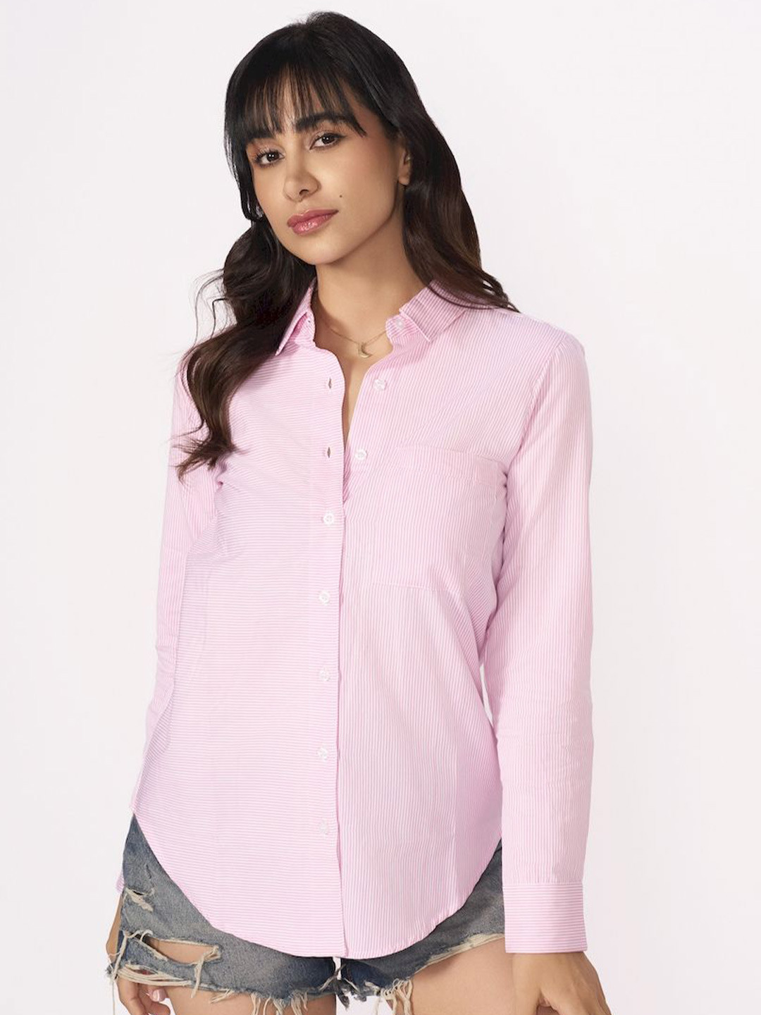 How When Wear Striped Spread Collar Cotton Shirt