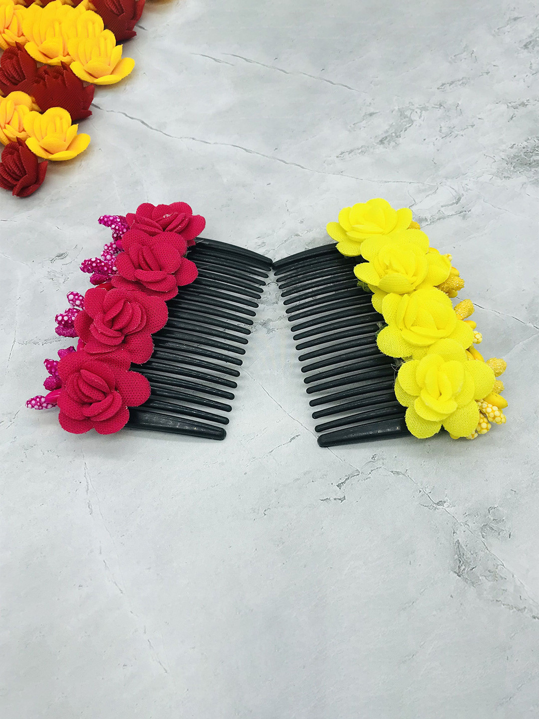 GADINFASHION Women Set of 2 Artificial Flower Hair  Side Comb Pin