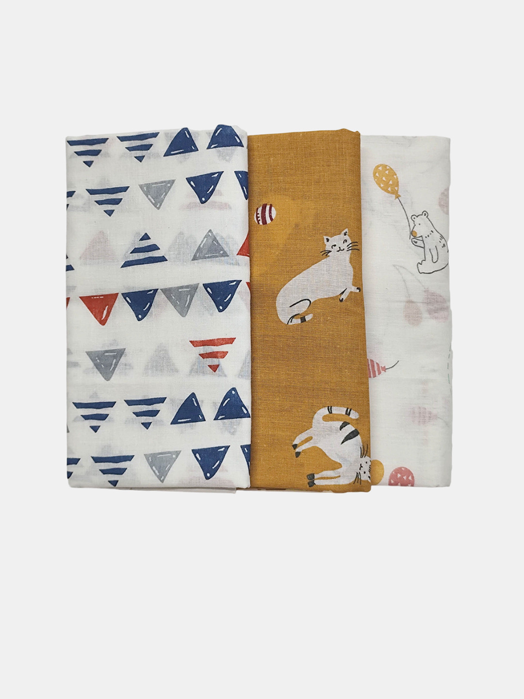 Trance Home Linen Kids Set Of 3 Circus Printed Pure Cotton Swaddle Wrap