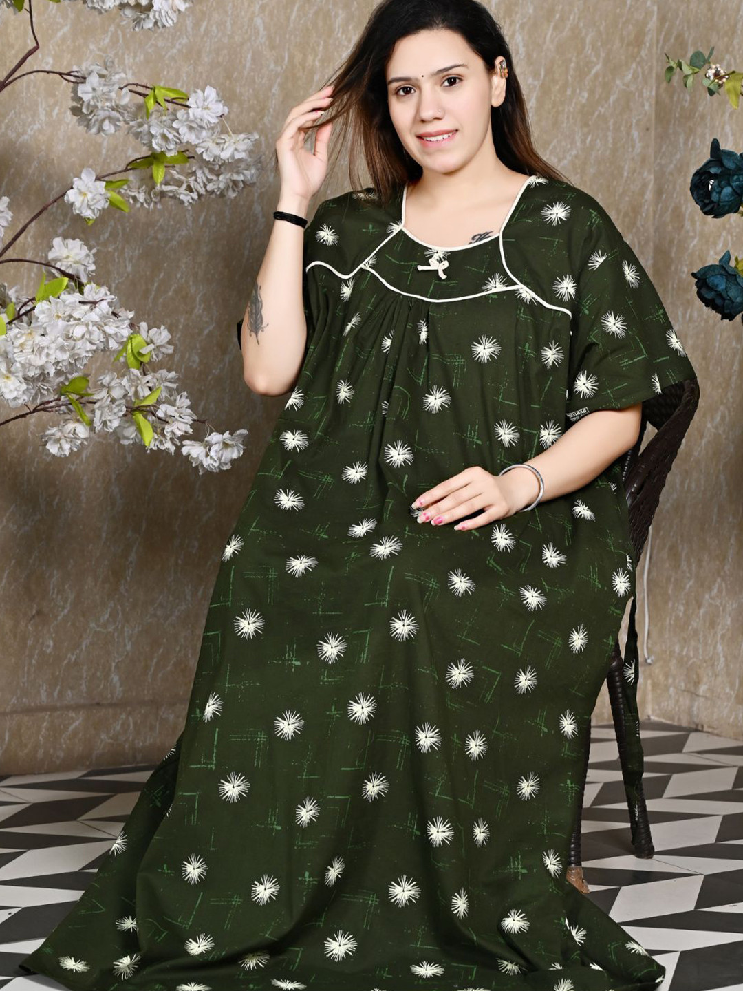 Bindass Female Collection Women Plus Size Pure Cotton Collection Maxi Nightdress