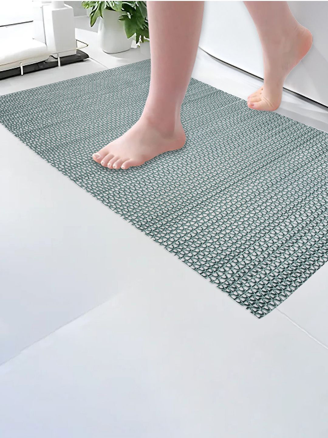 Kuber Industries Grey Self-Design Anti-Skid Bath Mat