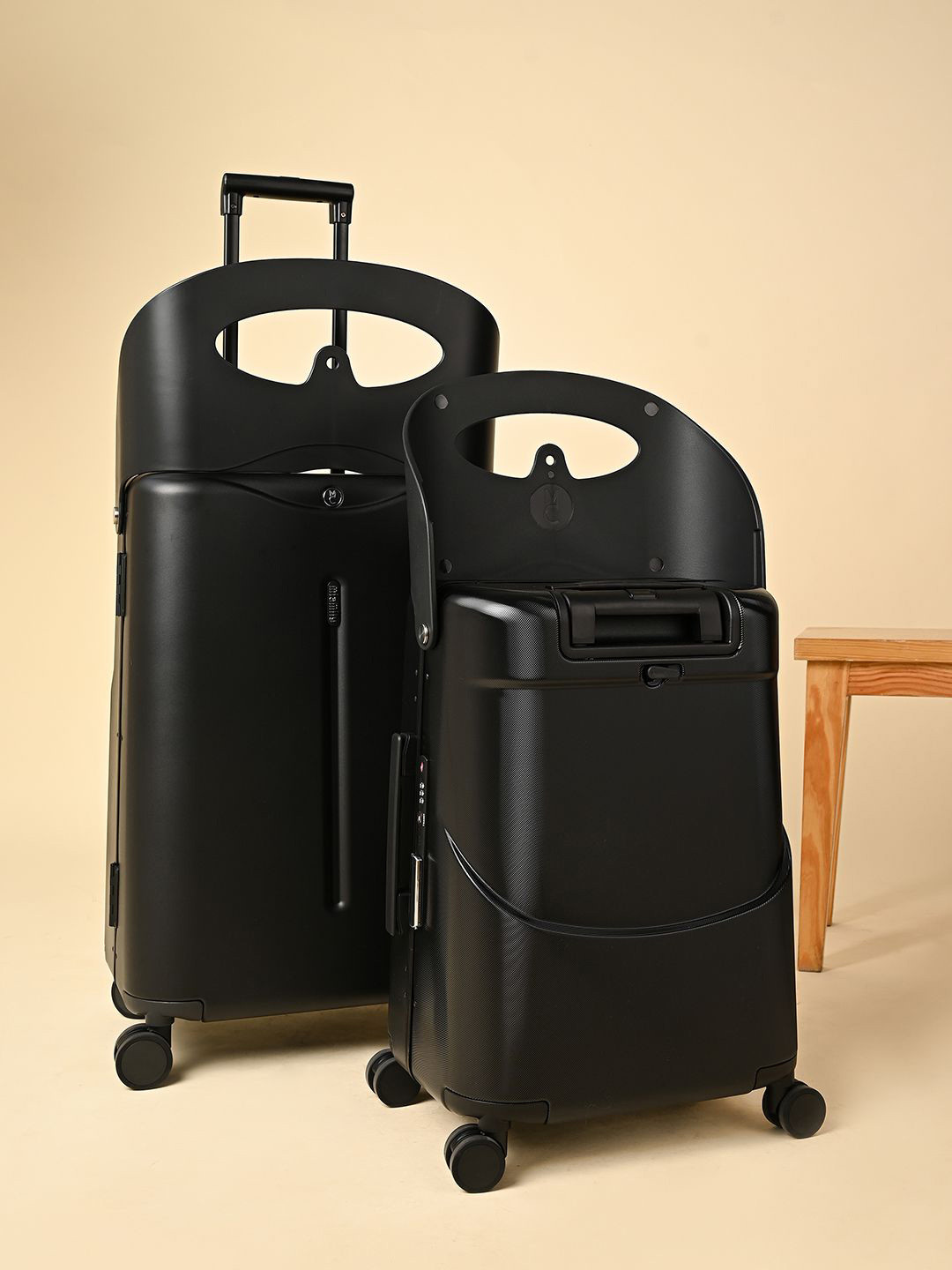 MIAMILY Midnight Black Ride On Trolley Check-In Luggage 24 inches