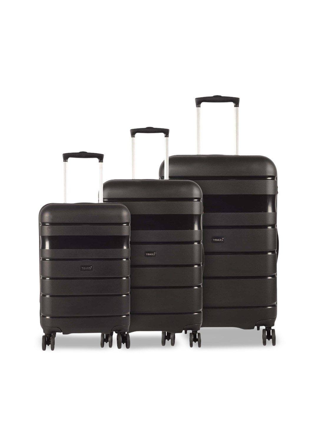 Timus Hard Luggage Set Of 3 Textured Hard-Sided Trolley Bags