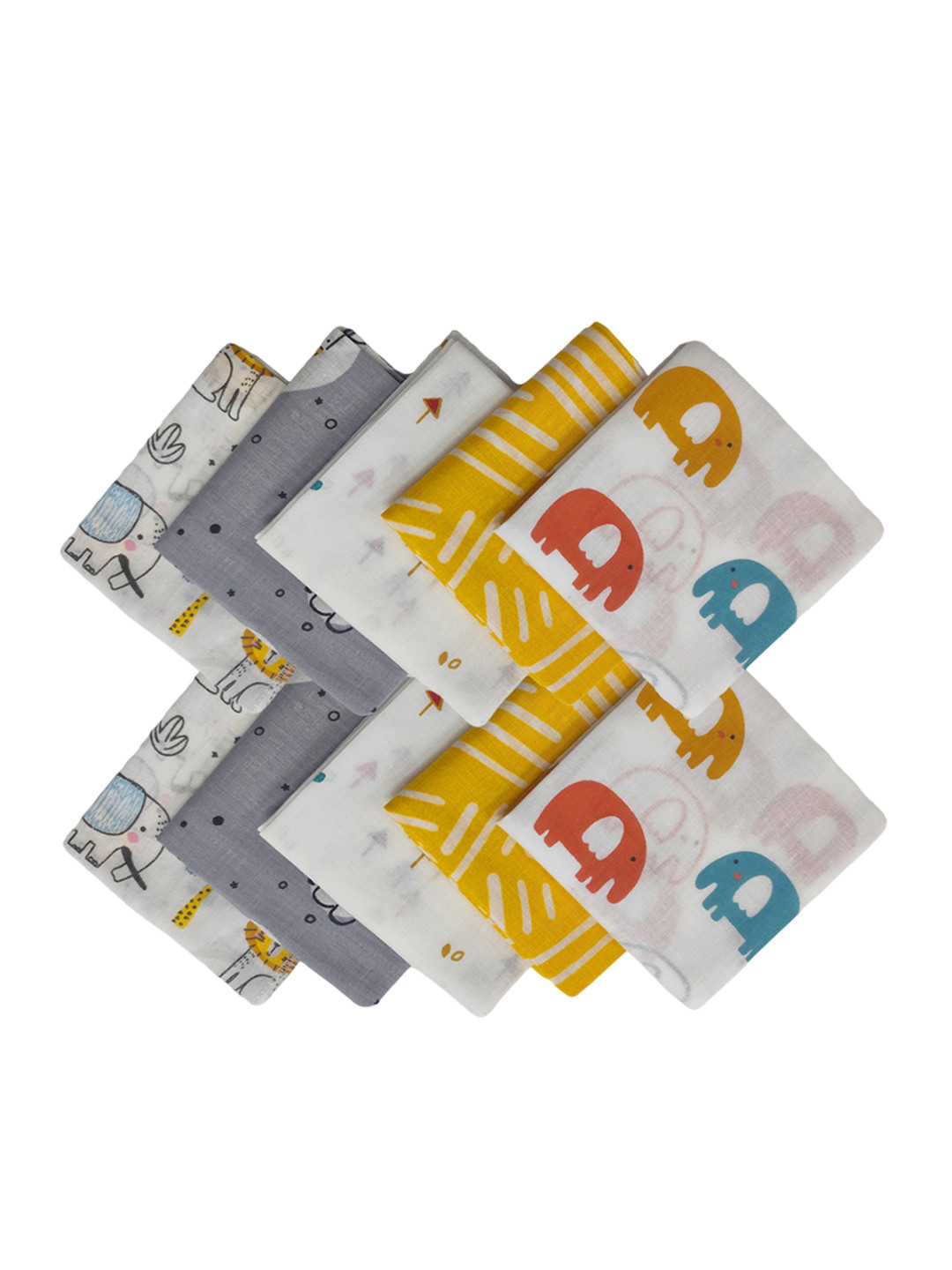 Trance Home Linen Unisex Set of 5 Cotton Baby Reusable Wash Cloth