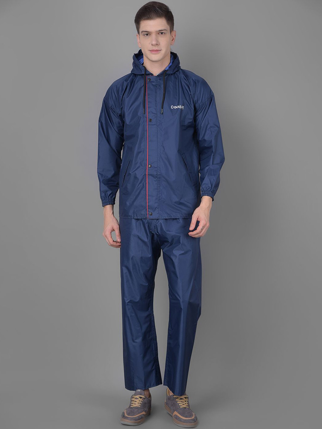 Dollar Rainguard Men's PVC Full Sleeve Solid Raincoat Set With Adjustable Hood and Pocket