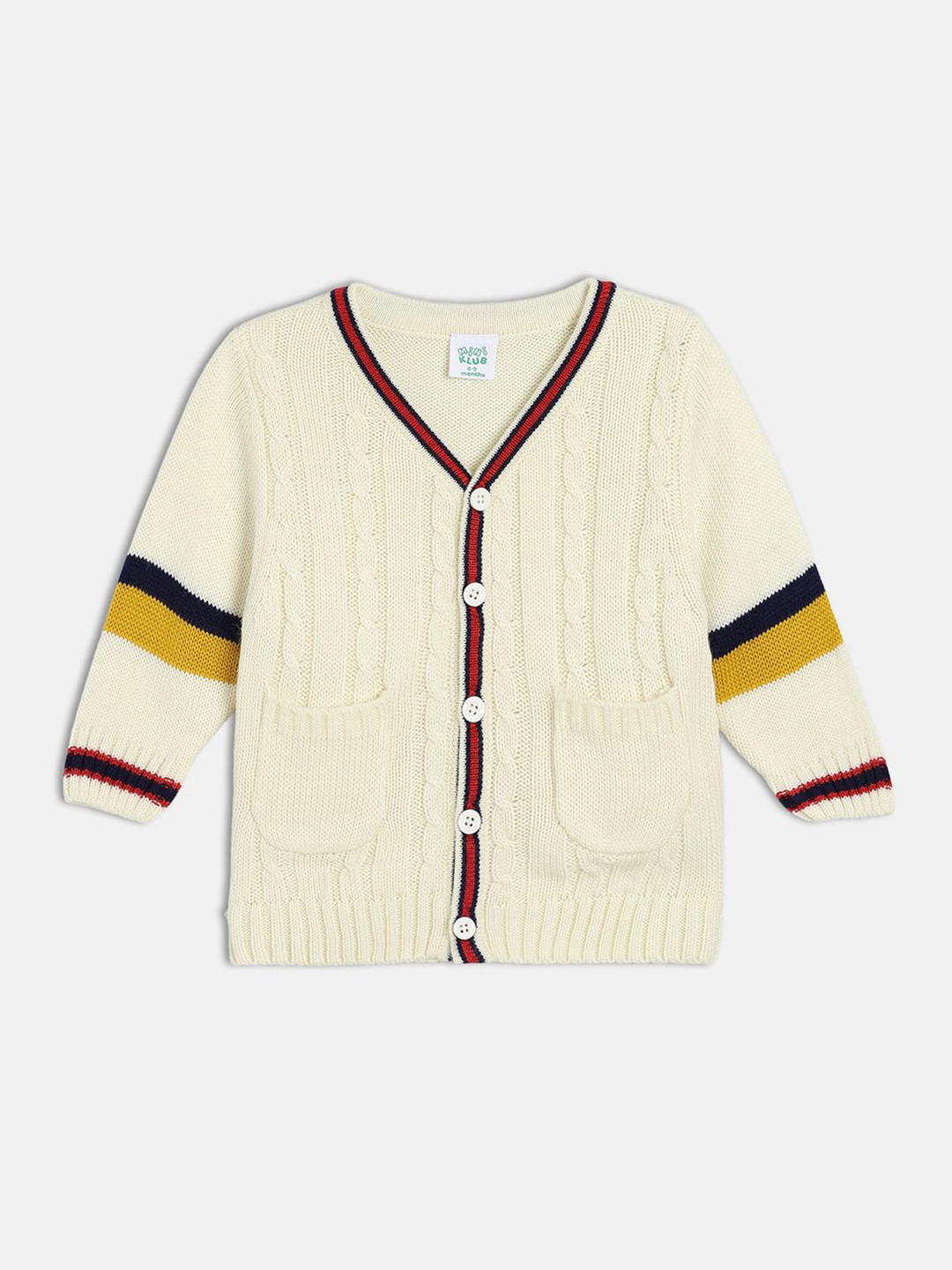 MINI KLUB Boys Cable Knit Colourblocked Cardigan