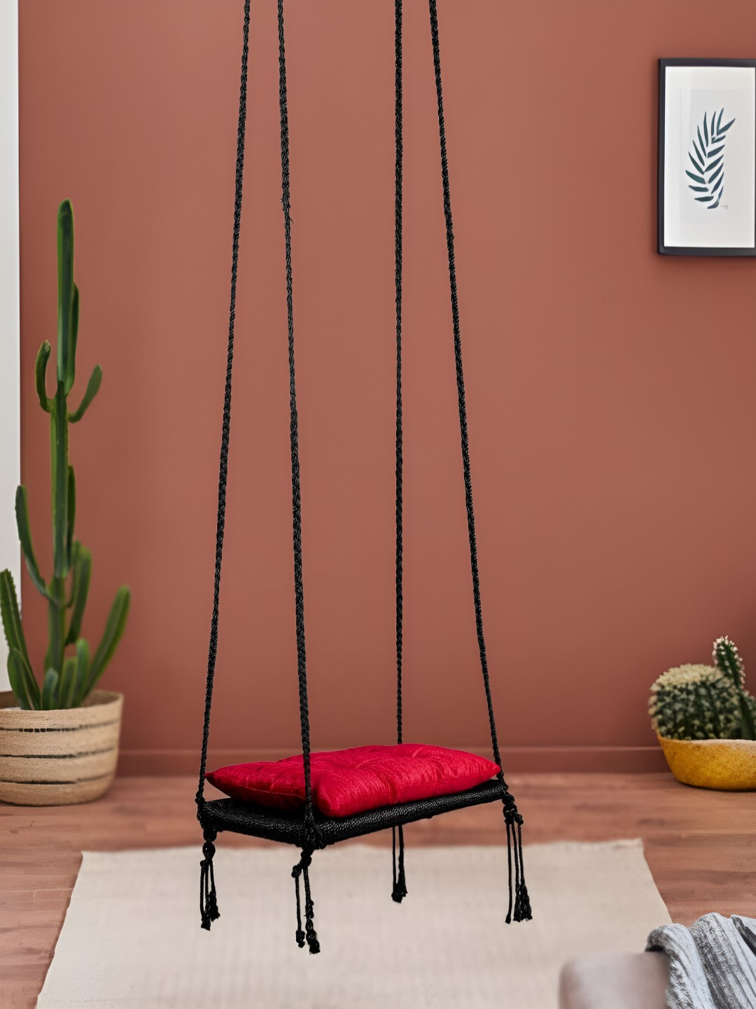 Swingzy Black & Red Hammock Hanging Swing With Cushion