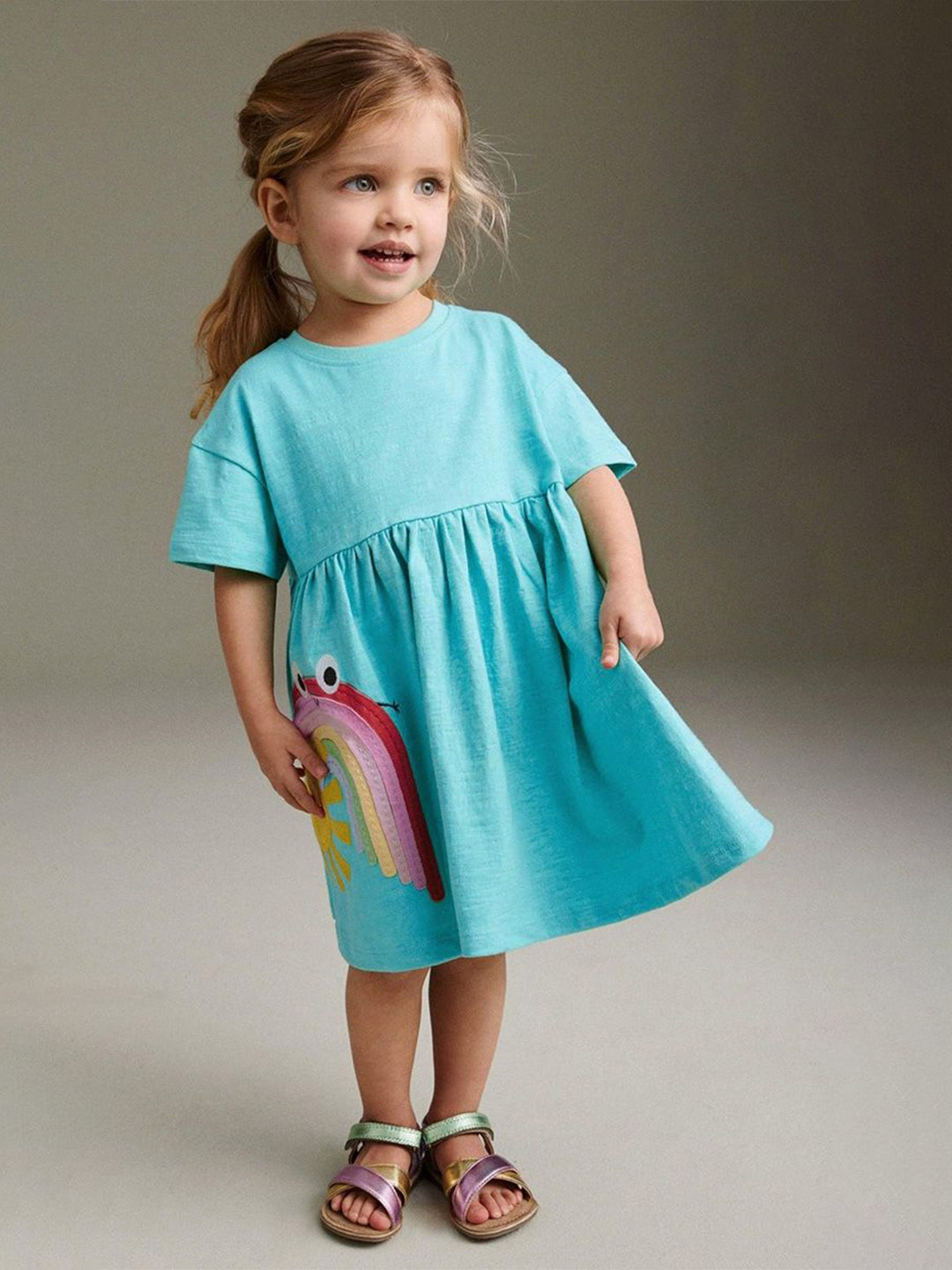 JC SPARKLE Girls Applique Flared A-Line Dress