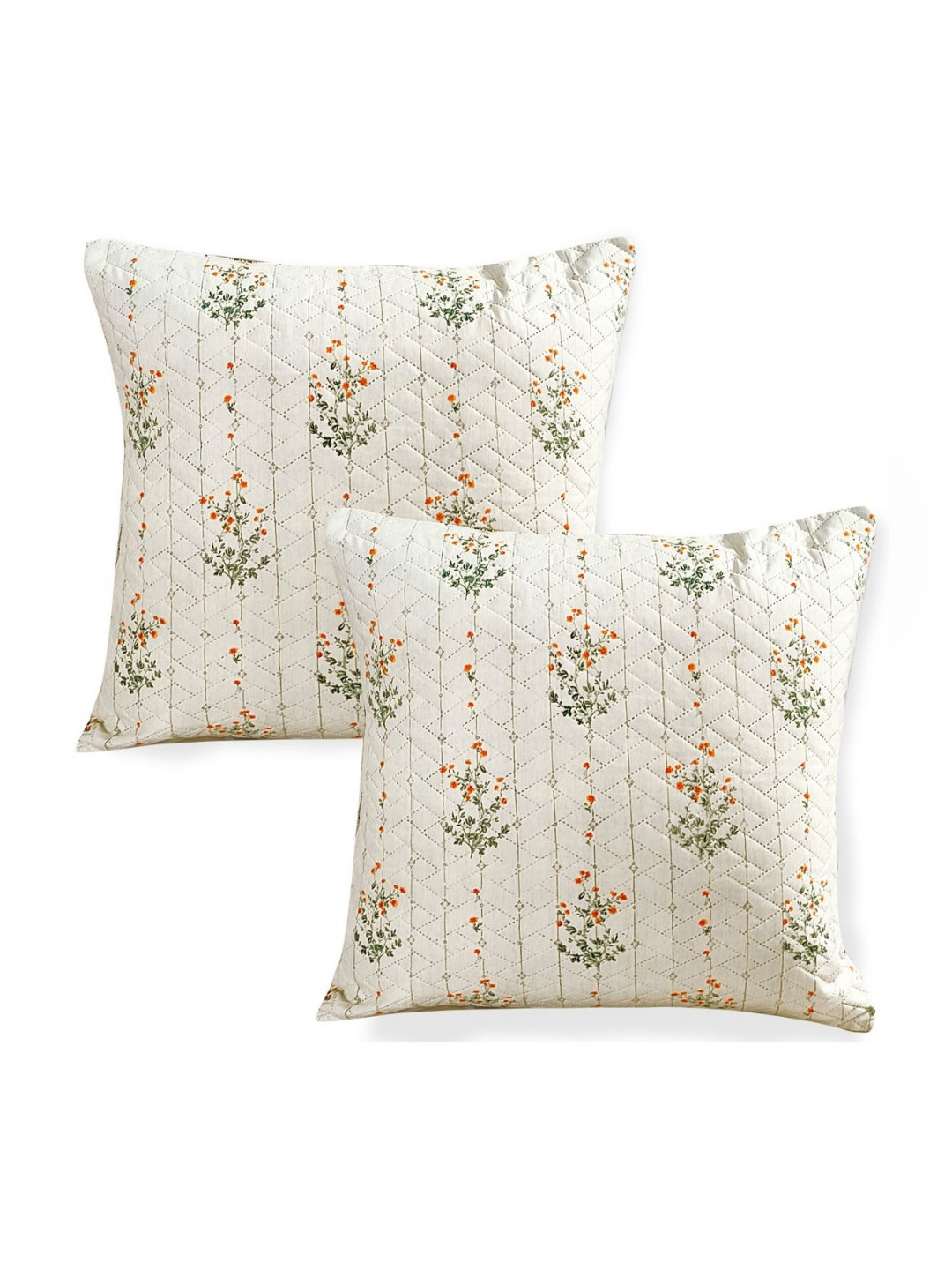 HOKIPO Light Green Ash Gpysy Flower 2 Pieces Floral Printed Square Cushion Covers