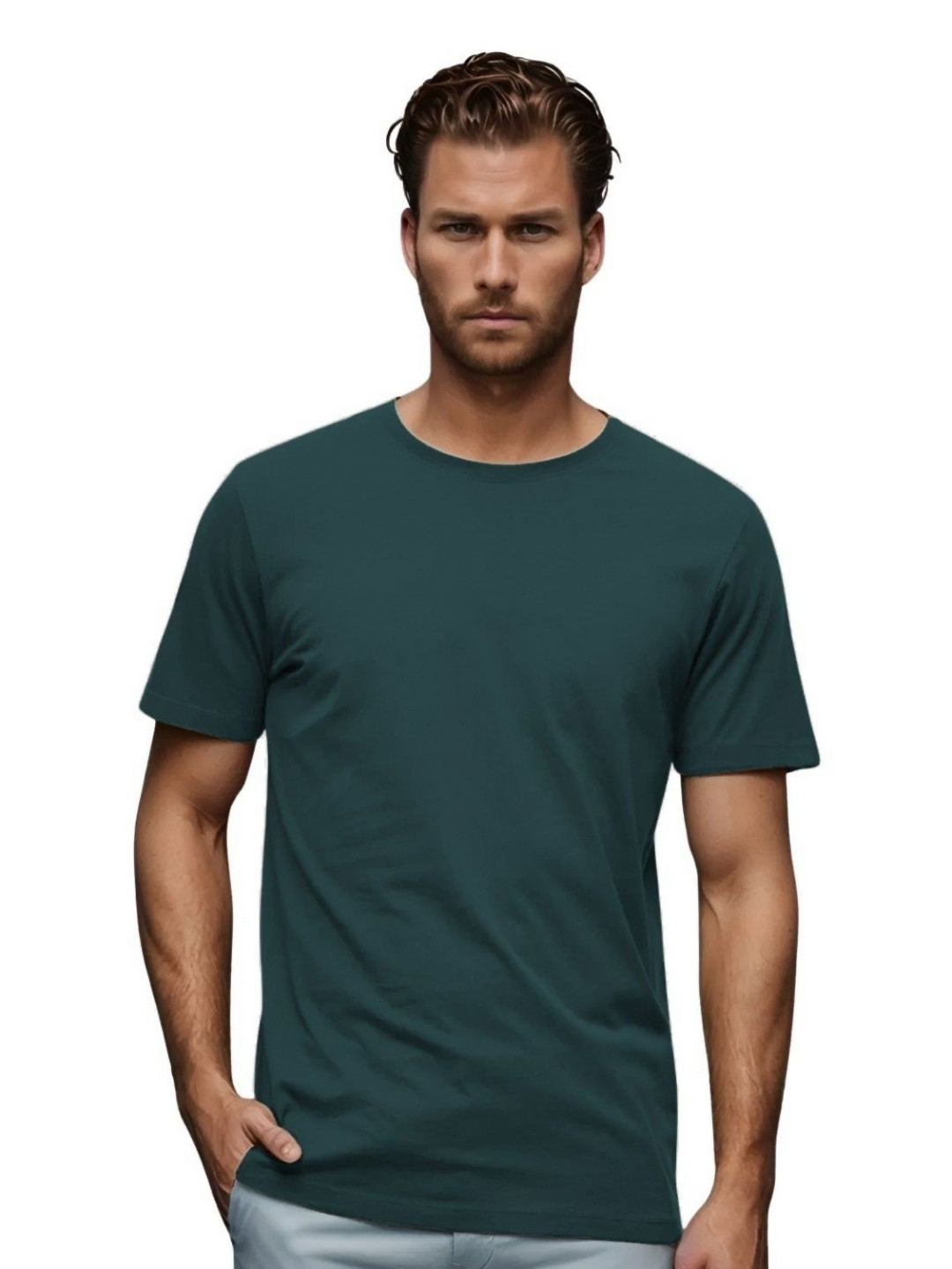 BLUEFICUS Men Solid Round Neck T-shirt