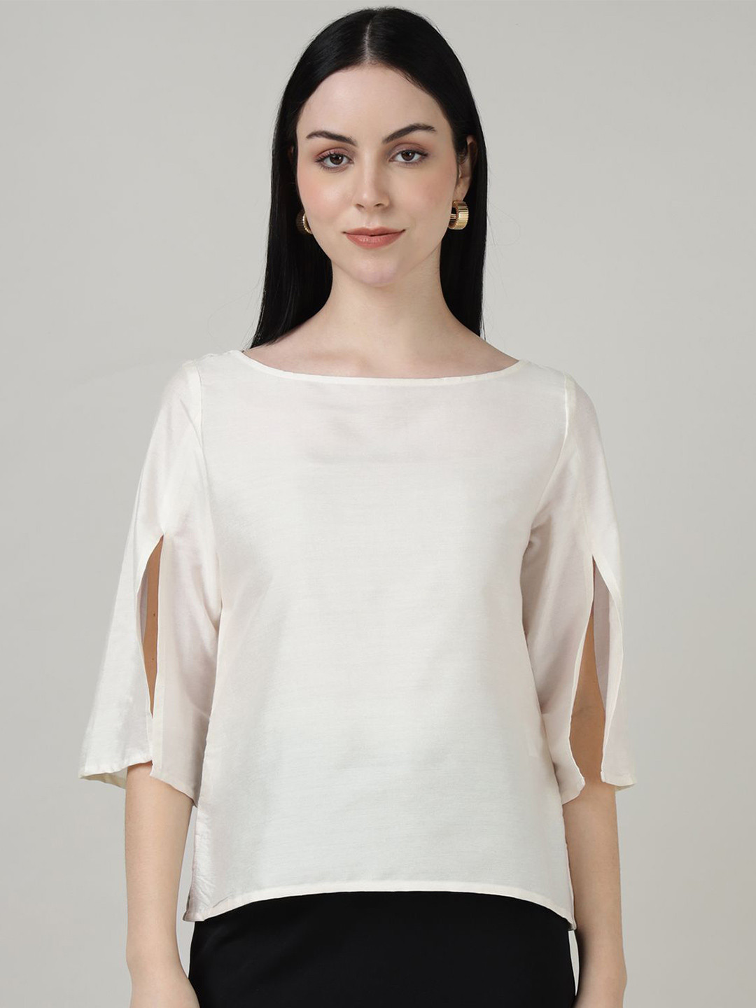 Sands of India Women Slit Sleeve Cotton Top