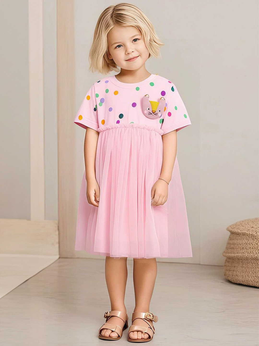 JC SPARKLE Floral Print Flared Sleeve Empire Dress