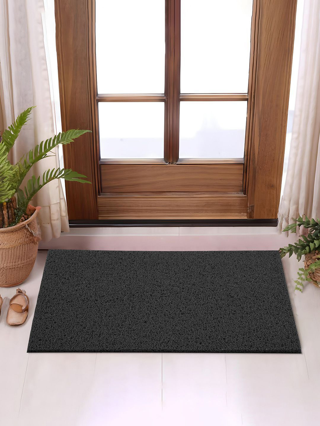 Kuber Industries Black Water Absorbing Door Mat
