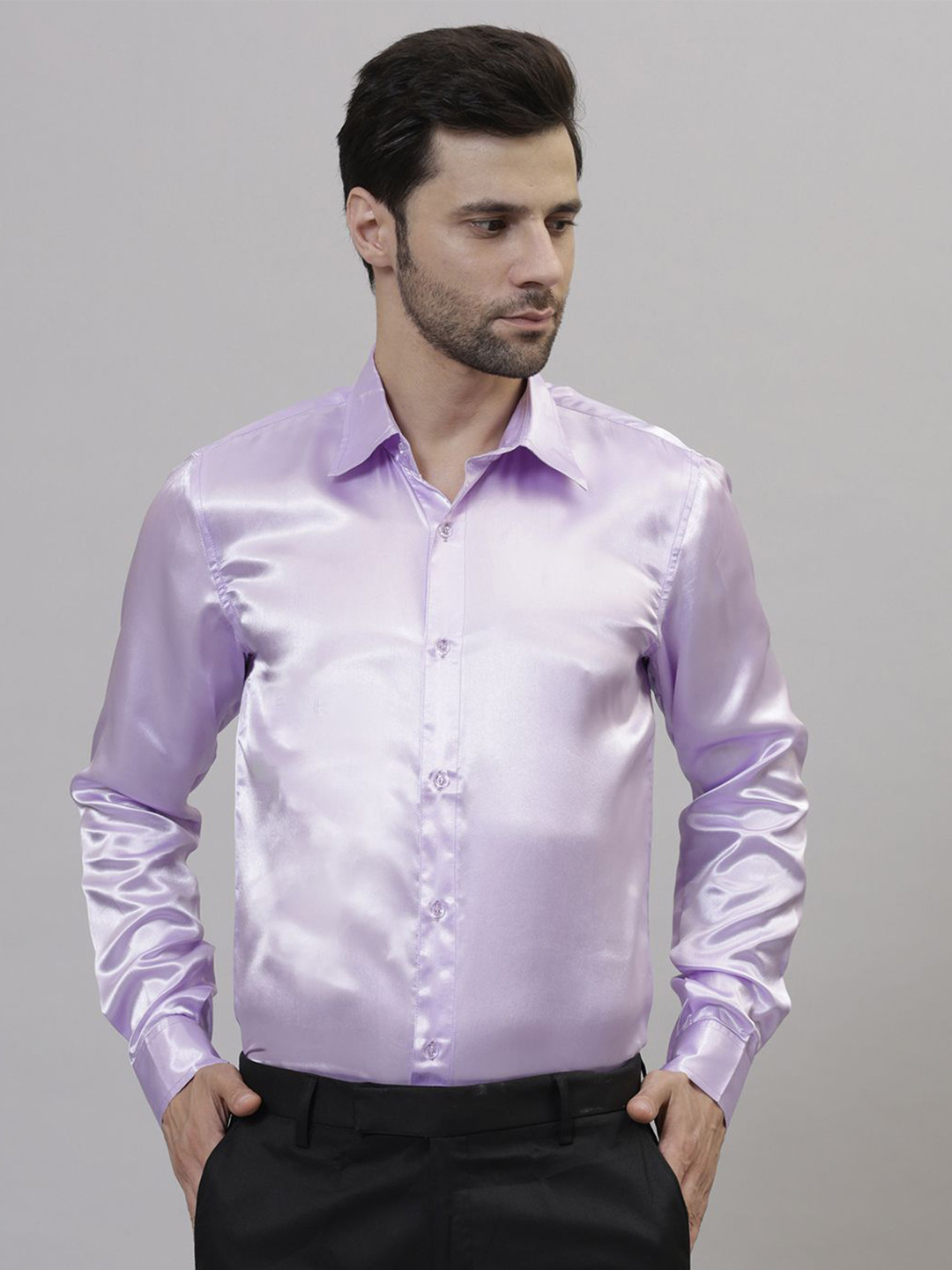 Frolic Rolic Spread Collar Classic Satin Party Shirt