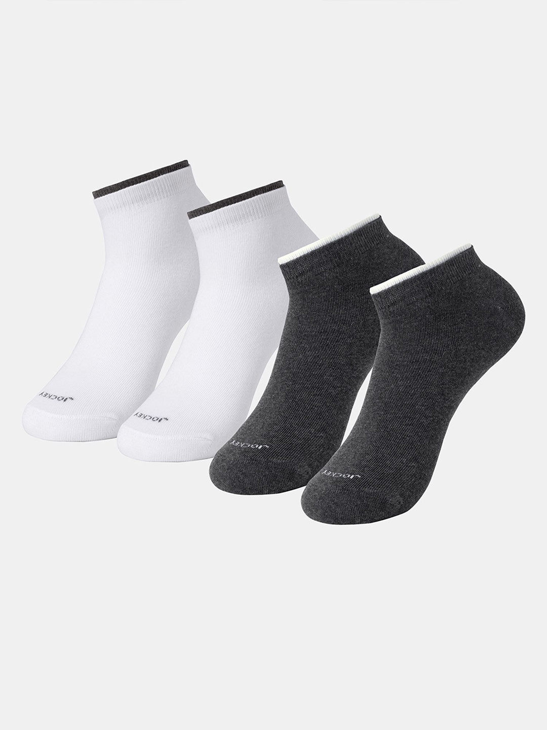Jockey Pack of 2 Compact Cotton Stretch Solid Low Show Socks Stay Fresh Treatment-7491