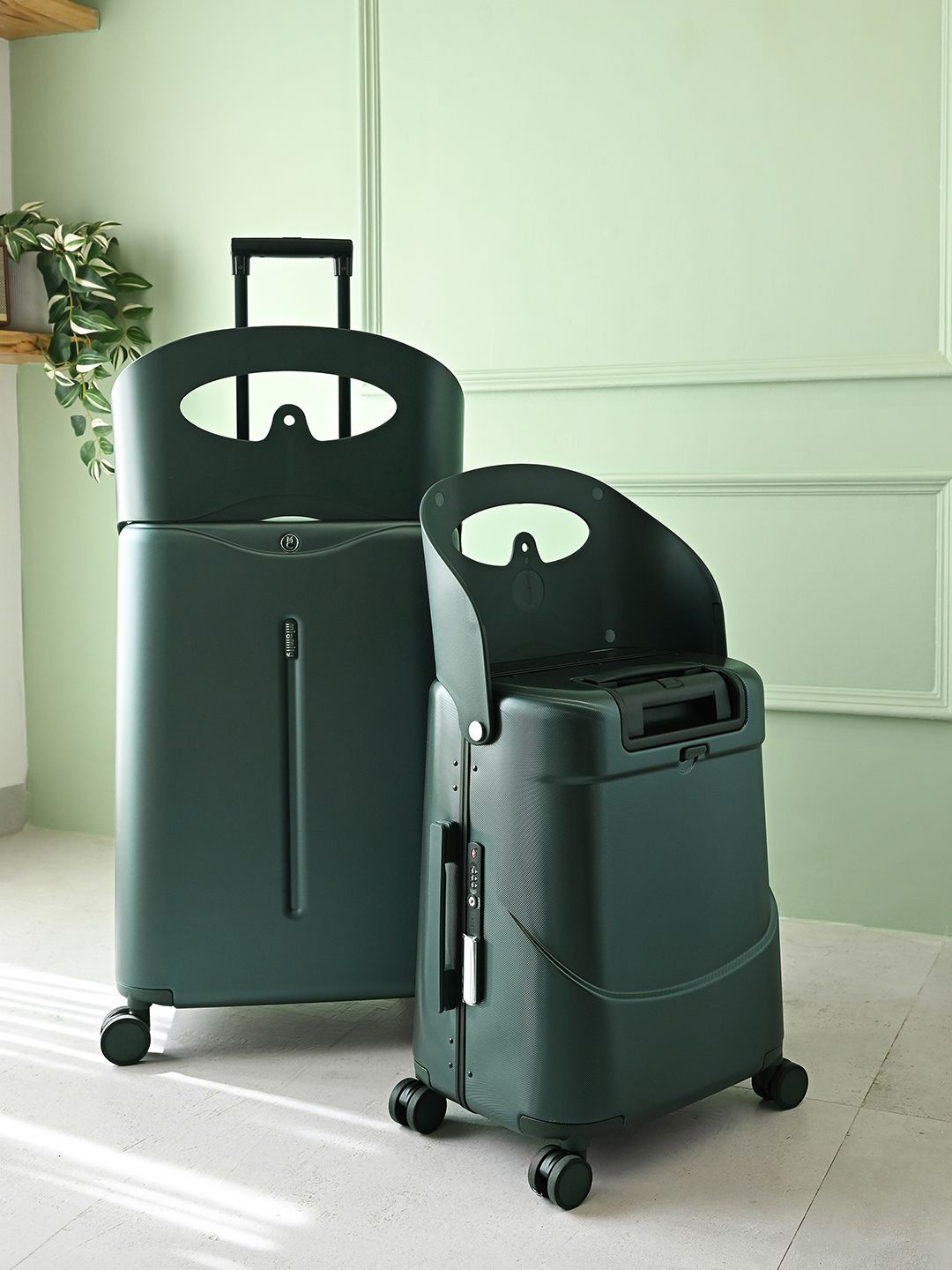 MIAMILY Forest Green Ride On Trolley Check-In Luggage 24 inches