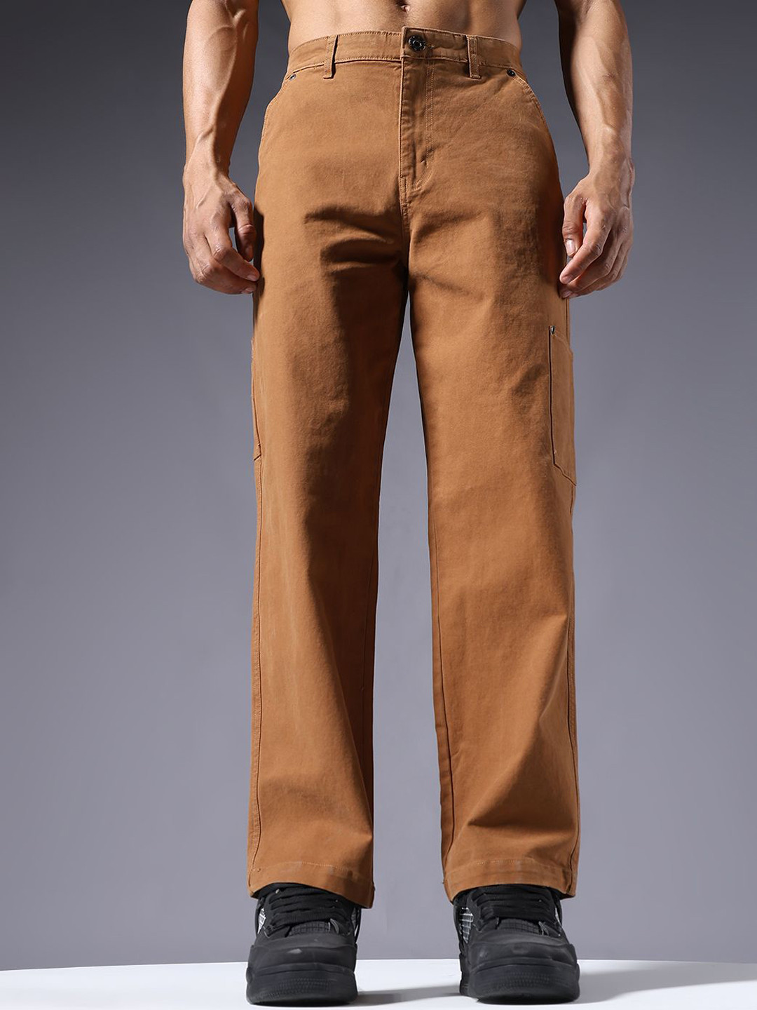 PRONK High-Rise Cotton Straight Fit Trousers