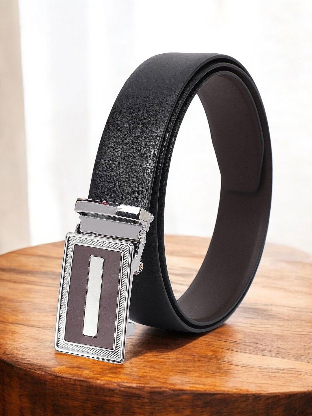 The Roadster Lifestyle Co Men Textured Auto Lock Buckle Formal Belt