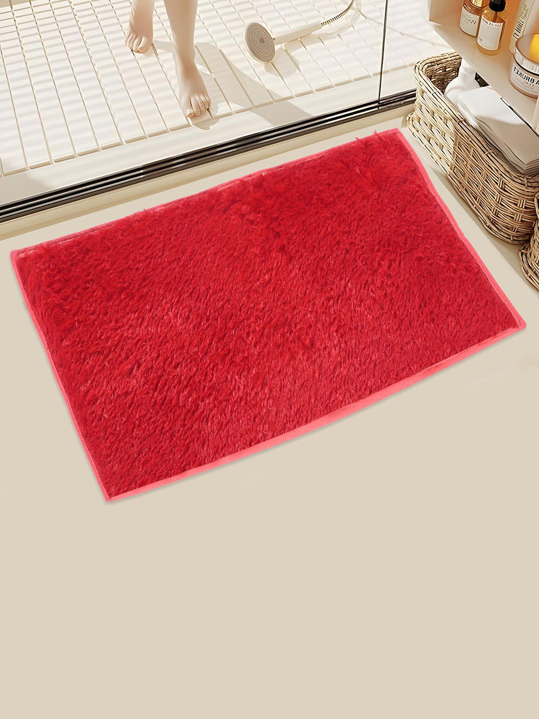 Kuber Industries Red Anti Skid Mat For Bathroom