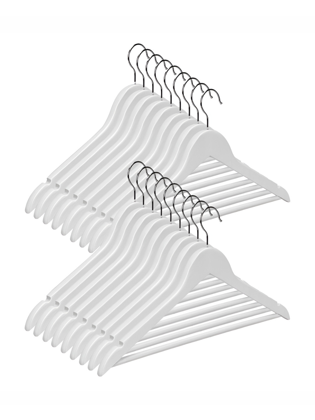 ASH AND ROH White 18 Pieces Wooden Clothes Bar Hanger