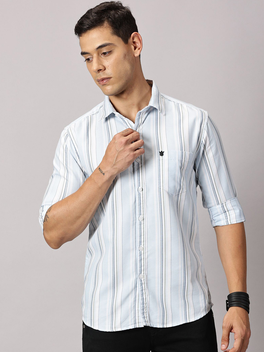 Rizeds Men Comfort Opaque Striped Casual Shirt