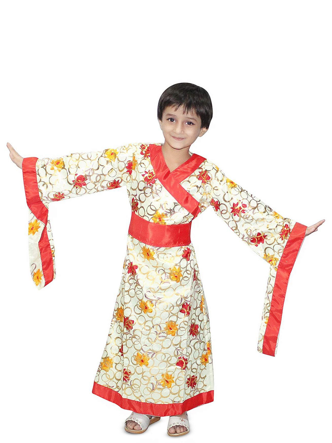 Kaku Fancy dresses Girls V-Neck Japanese Kimono Global Ethnic Costume