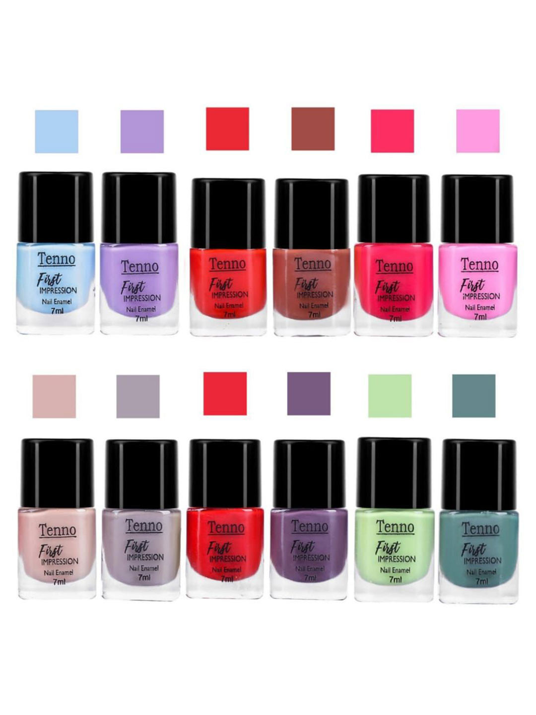 Tenno Set Of 12 First Impression Nail Polish - 7 ml Each - Combo 21