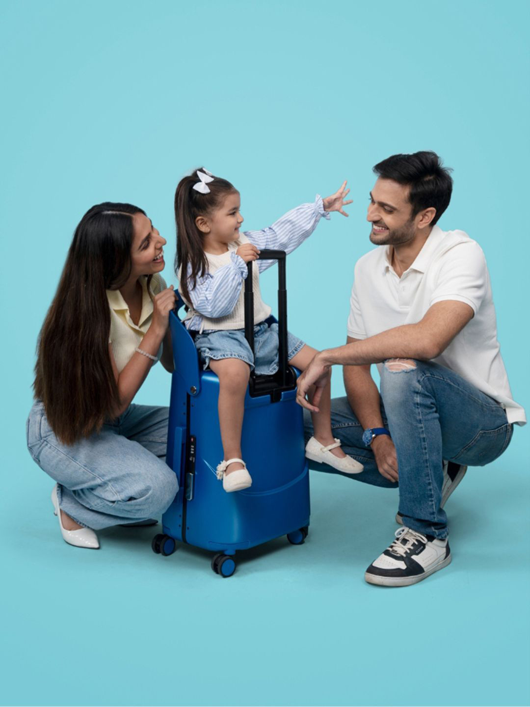 MIAMILY Cobalt Blue Ride-On Trolley Carry-On Luggage 18 inches