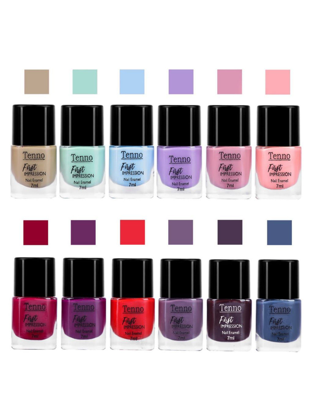 Tenno Set Of 12 First Impression Nail Enamel - 7 ml - Combo  15