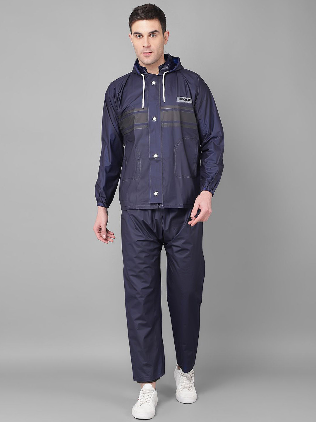 Dollar Rainguard Men's PVC Full Sleeve Solid Raincoat Set With Adjustable Hood and Pocket