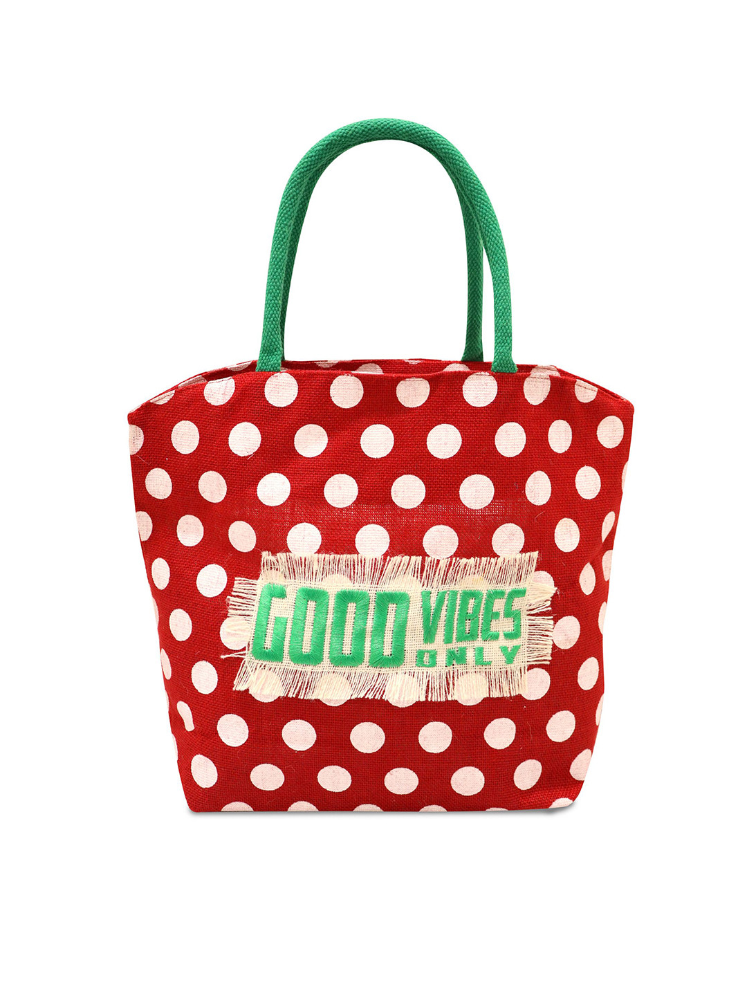 earthbags Women Geometric Printed Shopper Jute Tote Bag with Embroidered