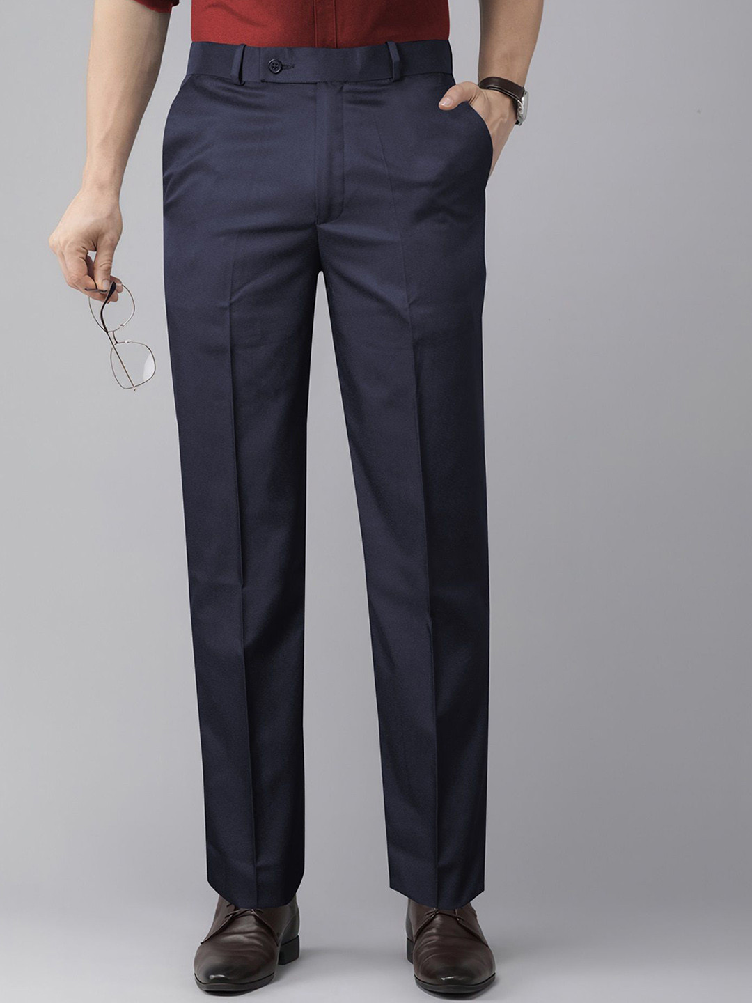 Jb Just BLACK BMW Men Easy Wash Regular Fit Formal Trousers