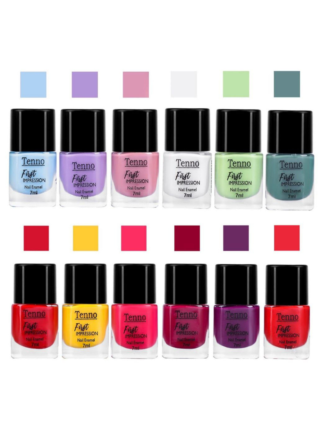Tenno Set Of 12 First Impression Nail Enamel - 7 ml Each - Combo - 26