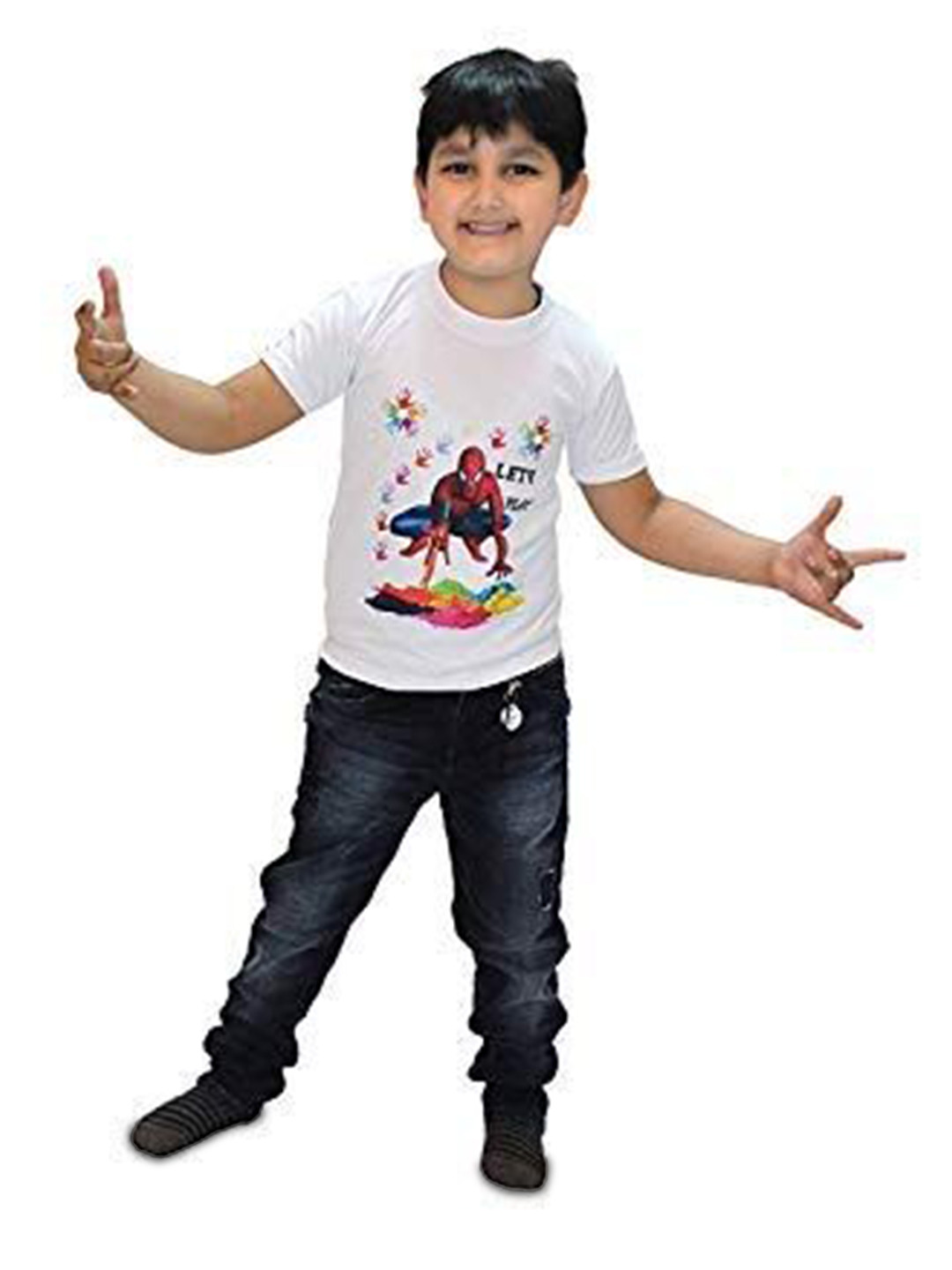 Kaku Fancy dresses Kids Spider & Holi T-Shirt Costume