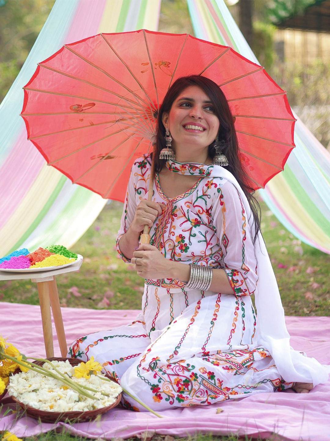KALINI Women Ethnic Motifs Summer Sheers Georgette Anarkali Kurta