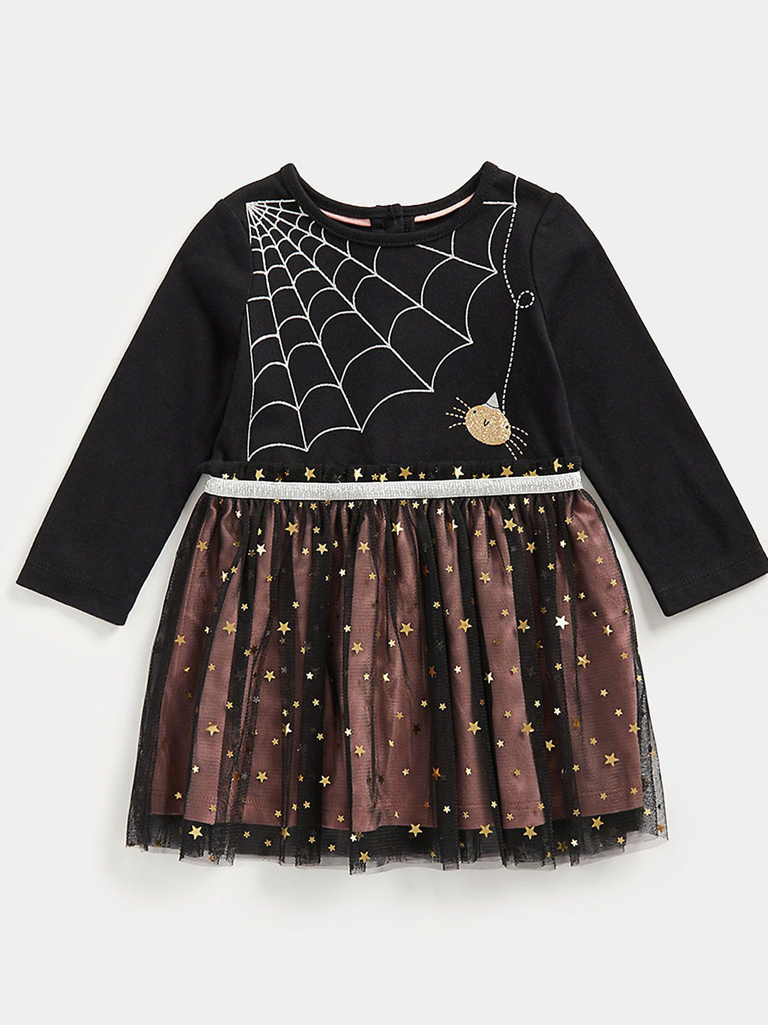 mothercare Girls Spiderweb Fit & Flare Cotton Dress