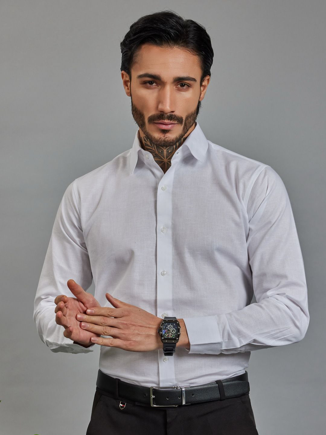 OTFIT Men Solid Linen Regular Shirt