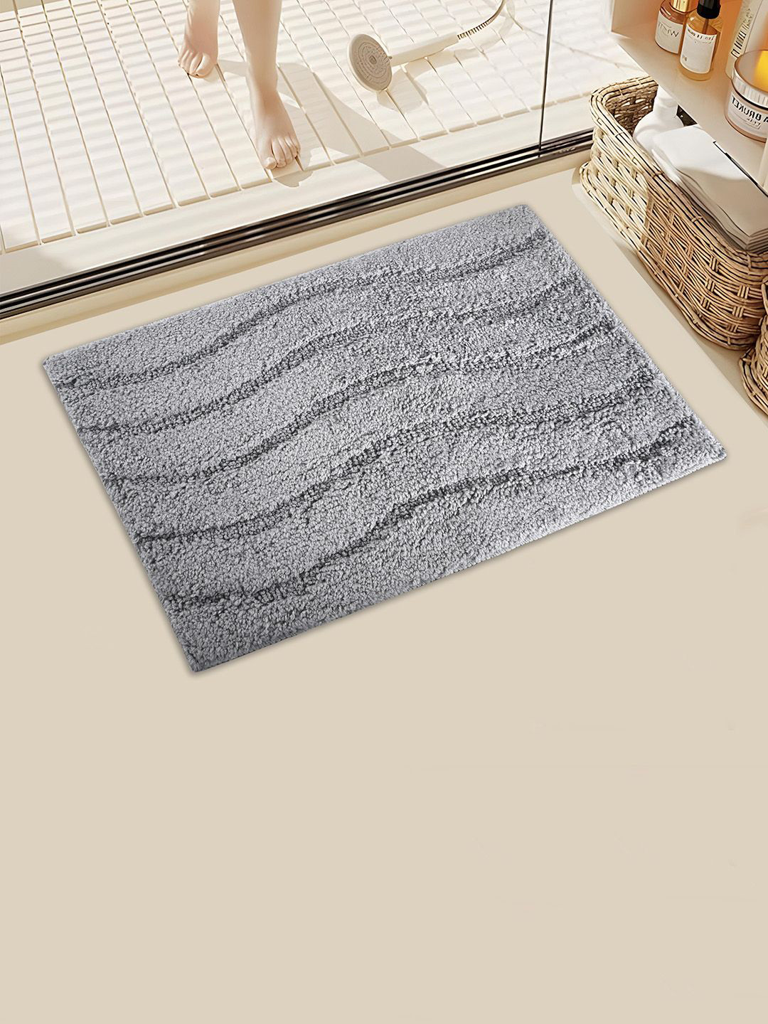 Kuber Industries Grey Anti Skid Mat For Bathroom