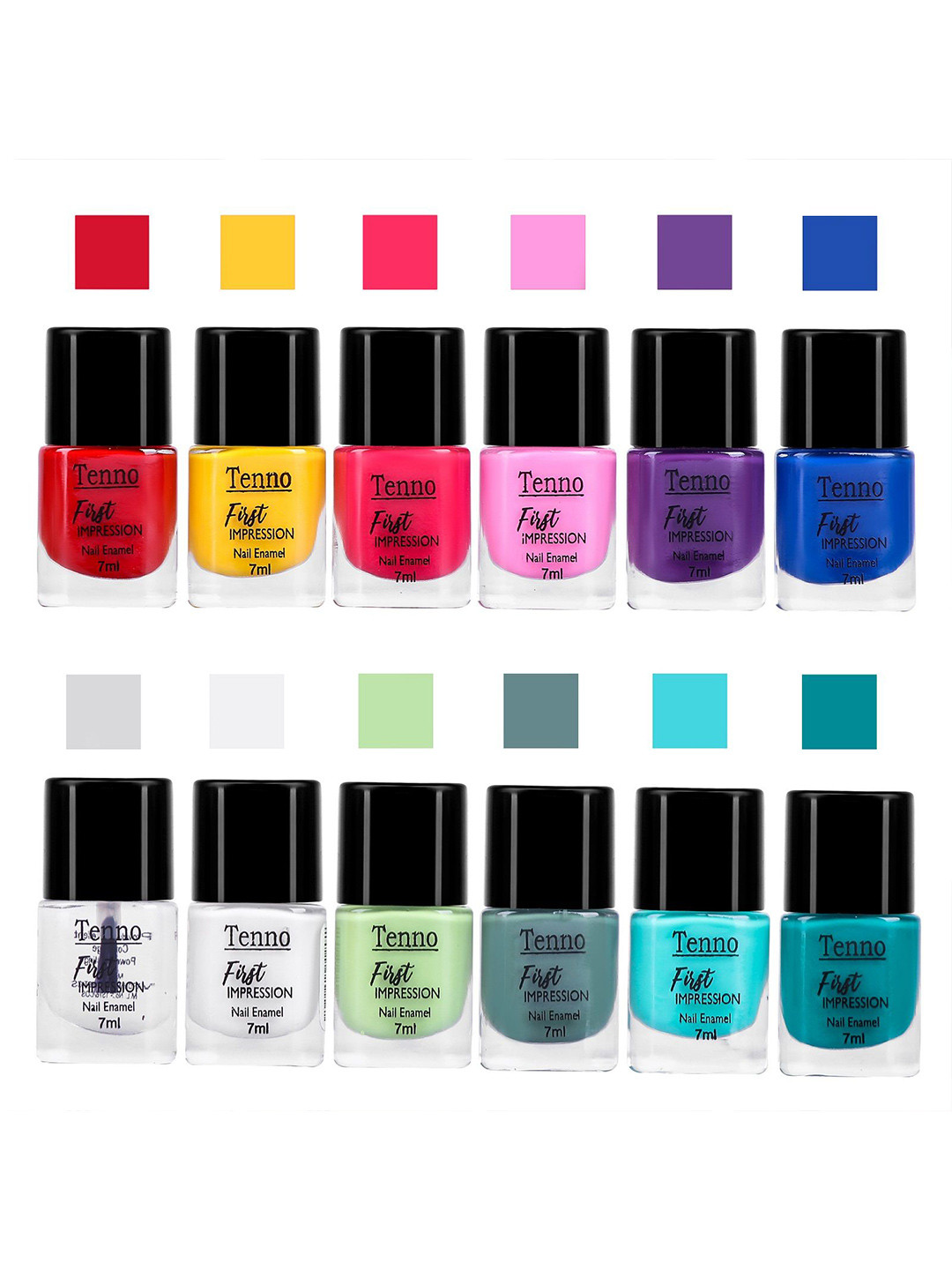 Tenno Set Of 12 First Impression Nail Enamel - 7 ml - Combo  10