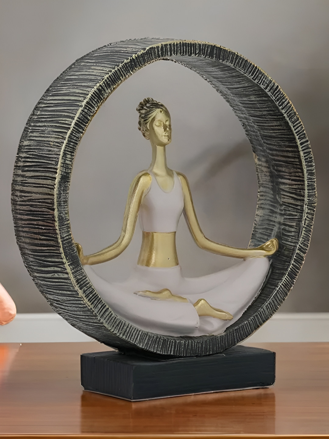 Royaloak Gold-Toned & White Padmasana Yoga Figurine Showpiece