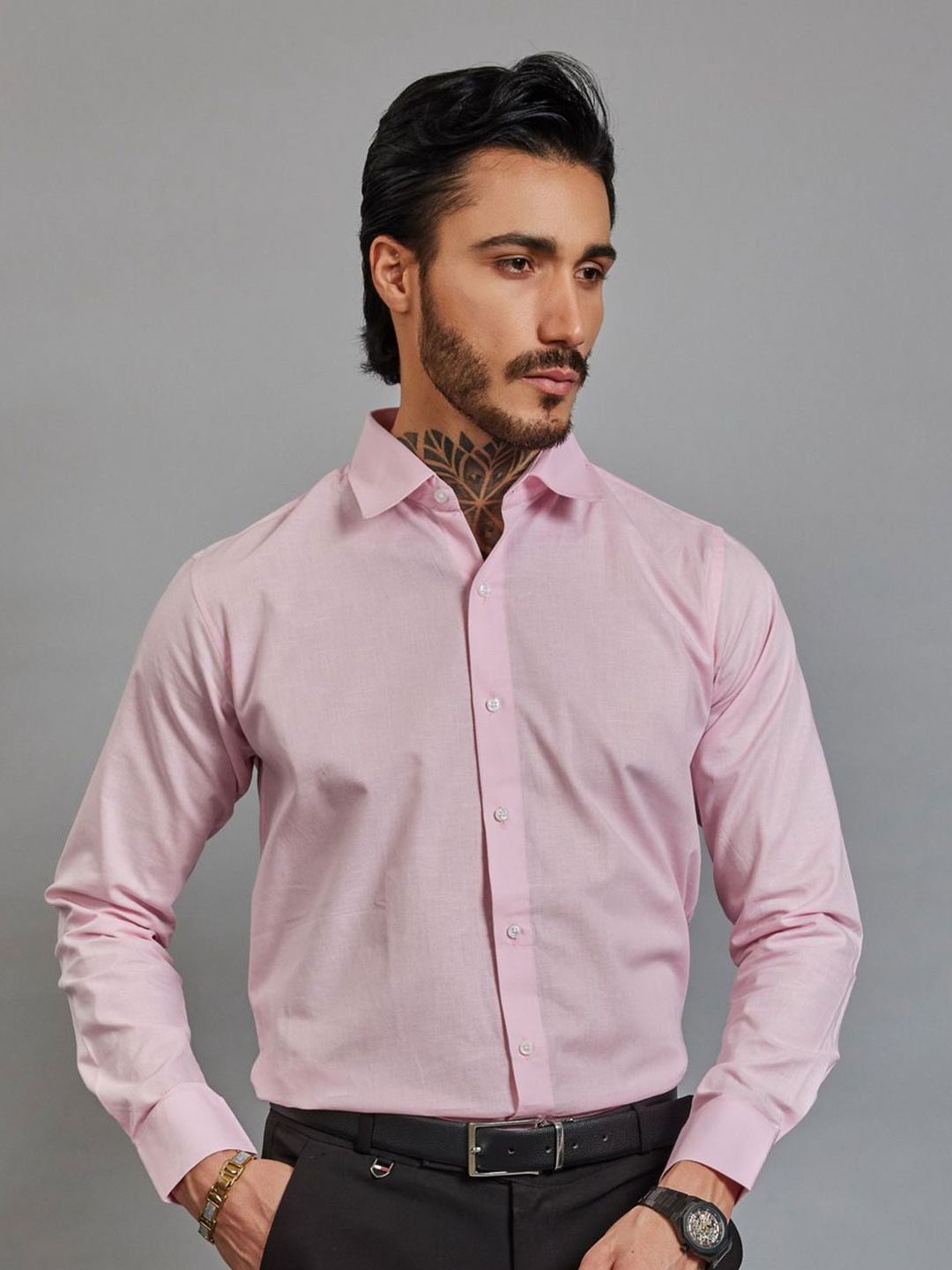 OTFIT Spread Collar Linen Formal Shirt